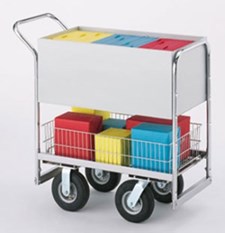 Solid Steel Basket Mail Trolley Carts from US Mail Supply Solid Steel Basket Mail Trolley Carts