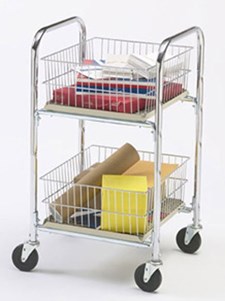 Compact Mail Drop Cart with Removable Baskets
