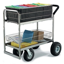 Medium Wire-Basket Mail Cart with Caster Options