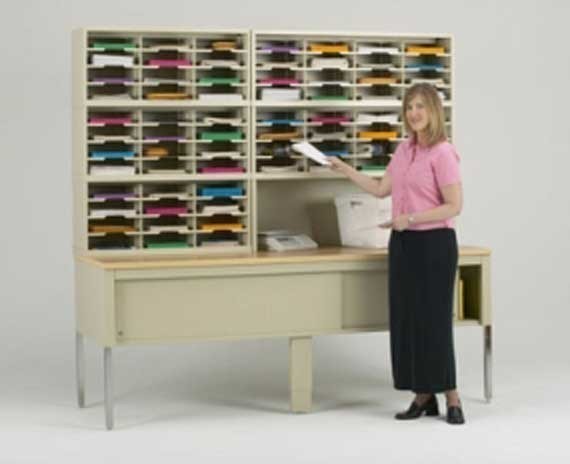 84 Inch Mail Sorter with 68 Pockets and Open Work Area PY276 Office