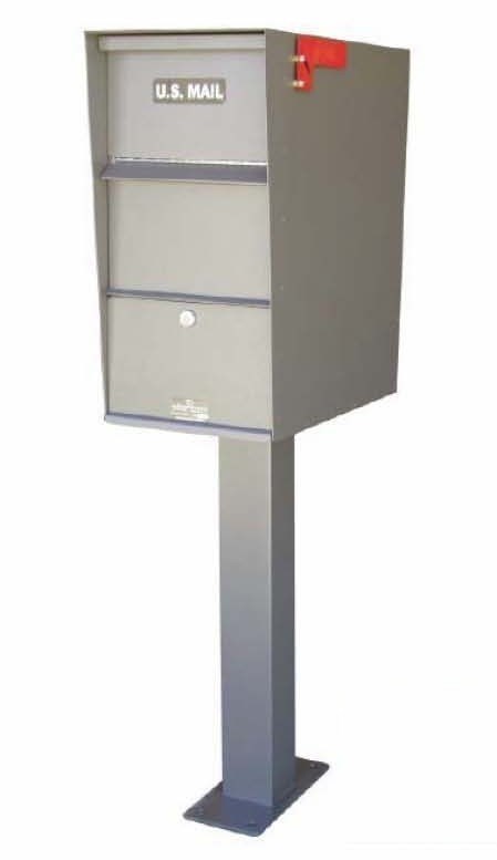 Super Letter Locker Mailbox on Pedestal - Gray