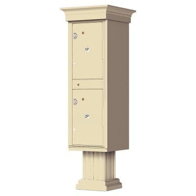 1590 Valiant Postal Gray 4-Compartment Parcel Lockers Pedestal Mount Mailbox