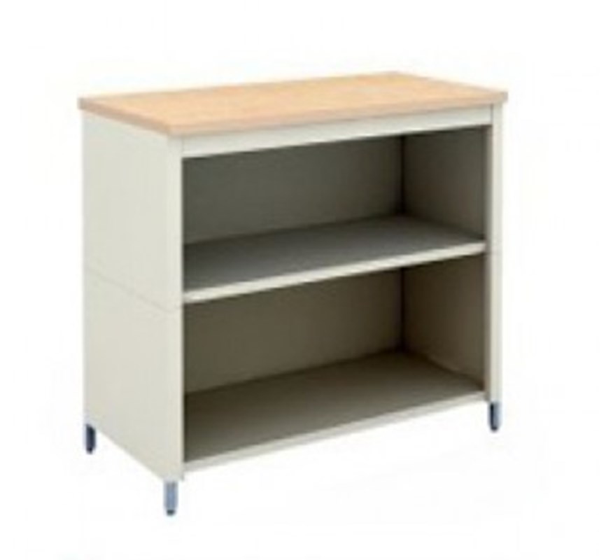 Storage Table With 2 Lower Shelves, 36 Inch High Shelving Unit