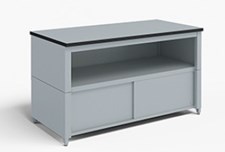 48-Inch Extra Deep Storage Table with Adjustable Height Legs with Center Shelf and Lower Locking Cabinet