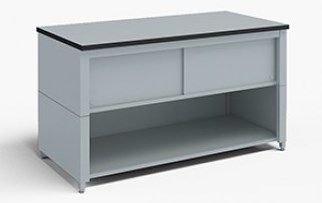 48-Inch Extra Deep Storage Table with Adjustable Height Legs with Lower Shelf and Upper Locking Cabinet