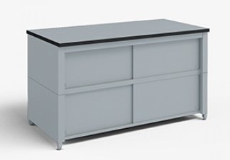 60-Inch Extra Deep Storage Table with Adjustable Height legs with Center Shelf and Dual Locking Doors
