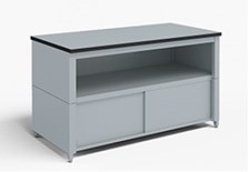60-Inch Extra Deep Storage Table with Adjustable Height Legs with Center Shelf and Lower Locking Cabinet