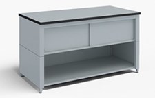 60-Inch Extra Deep Storage Table with Adjustable Height Legs with Lower Shelf and Upper Locking Cabinet