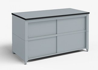72-Inch Extra Deep Storage Table with Adjustable Height legs with Center Shelf and Dual Locking Doors