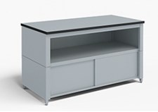 72-Inch Extra Deep Storage Table with Adjustable Height Legs with Center Shelf and Lower Locking Cabinet