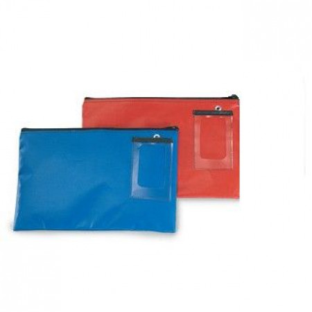 Vinyl and nylon round trip pouches and bank bags for sale.