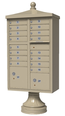 Traditional Decorative 16 Tenant Door Cluster Box Unit