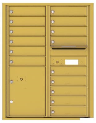 4C11D-15 Eleven Door High Fifteen Tenant 4C Mailbox with Parcel Locker Gold Speck