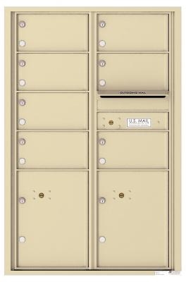 Versatile 7 Tenant Mailbox for sale from US Mail Supply With 2 parcel lockers in Sandstone