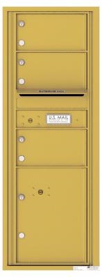Versatile 3 Tenant Mailbox for sale from US Mail Supply With a parcel locker in Gold Speck