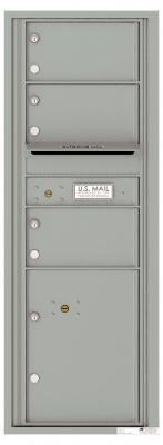 Versatile 3 Tenant Mailbox for sale from US Mail Supply With a parcel locker in Silver Speck