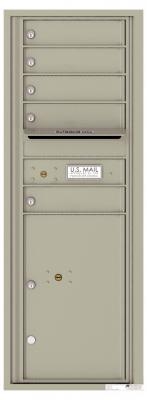 Versatile 5 Tenant Mailbox for sale from US Mail Supply With a parcel locker in Postal Grey