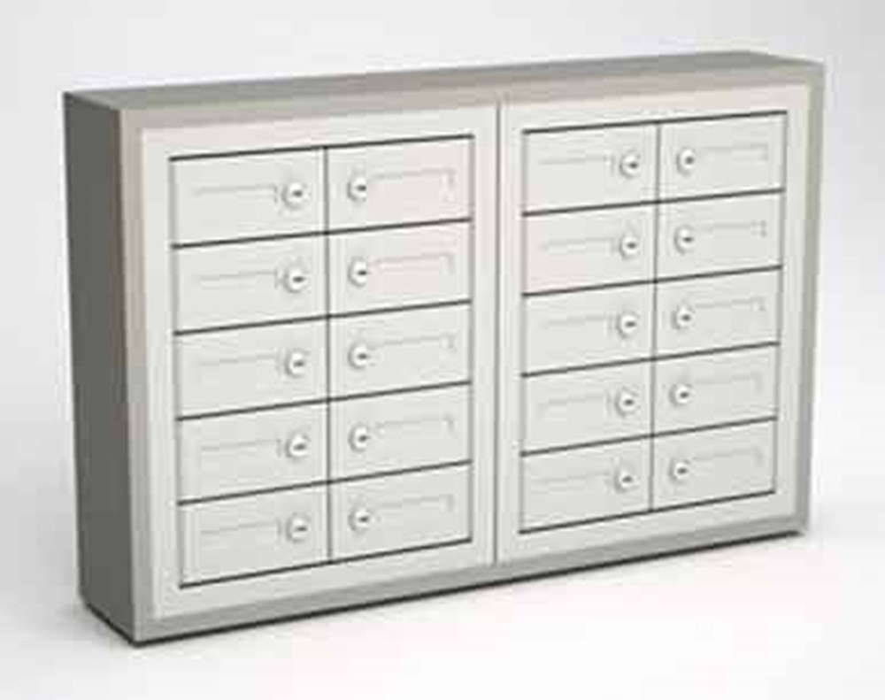 20-Door Cell Phone Cabinet with Wood Trim | Mobile Wooden ...