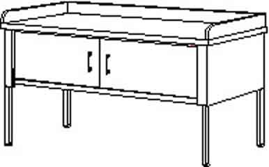 60-inch Wide Standard Table w/Locking Sliding Doors & Dump Rails