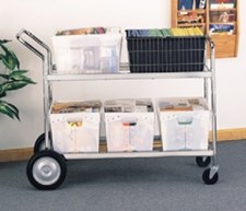 Jumbo Distribution Bulk Mail Cart - Includes Plastic Bins