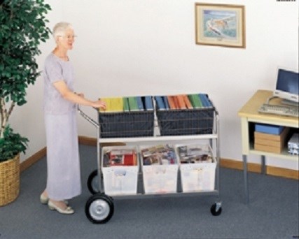 Jumbo Mail Distribution Cart - Includes Plastic Bins