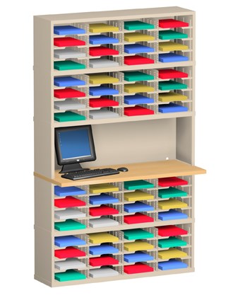 48” Wide Mail Sorter with Work Surface – 64 Pockets (11 1/2"W)
