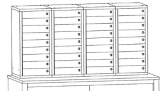 Inter-Office Mail Station – Four Module Station – 36 Doors
