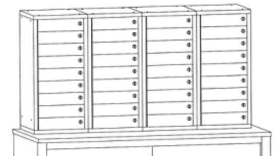 Inter-Office Mail Station – Four Module Station – 36 Doors