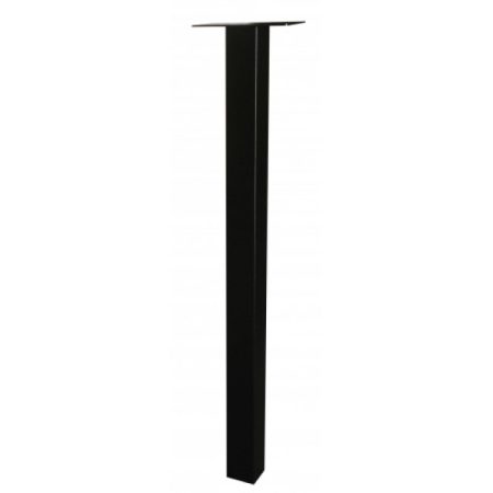 Black metal square post with a flat top, isolated on a white background.