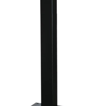 Black metal table leg with a rectangular base and top plate.
