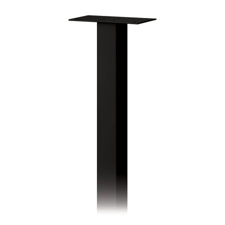 Black metal table leg with a square mounting plate, isolated on a white background.