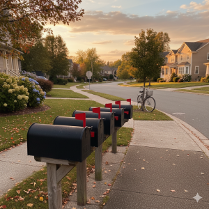 A row of mailboxes.